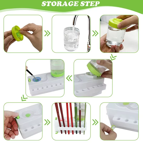Paintbrush and Gouache Washer With Silicone Painting Mat