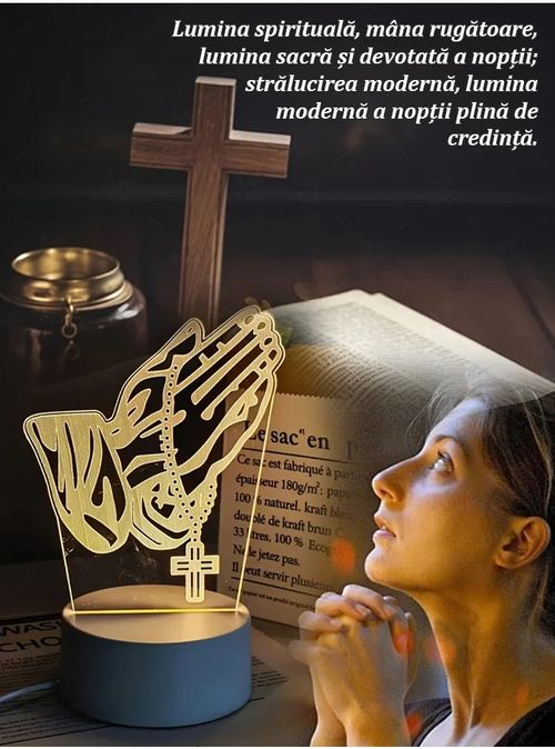 Praying Hands 3D Night Light with Seven Color Changing