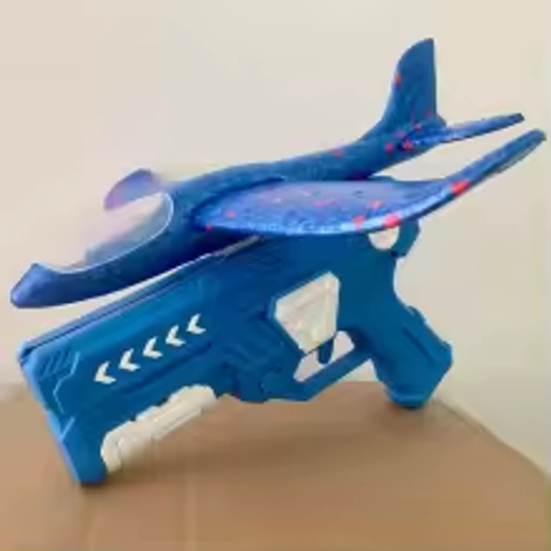 Glowing Foam Aircraft 10M Launcher Catapult Glider Aircraft Gun Toy Children's Outdoor Game Bubble Model Shooting Flying Roundab