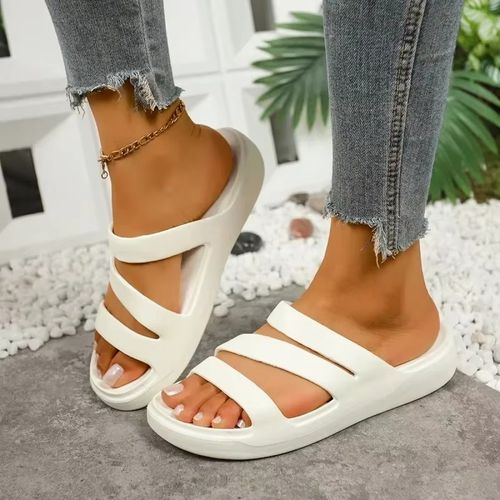Summer New Round Head Thick Bottom Comfortable Casual Slippers Fashionable Hot Selling Sexy Elegant Flat Slippers for Women