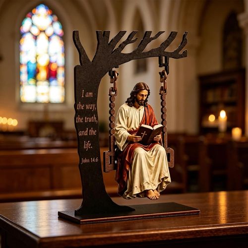 Tree Swing Character Reading Resin Ornament