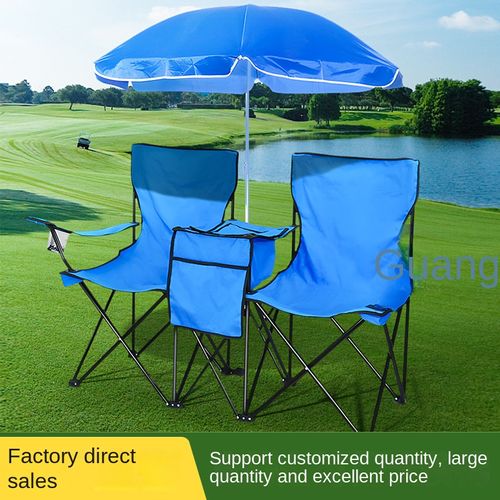Outdoor leisure beach chair, sunshade, ice pack, double chair