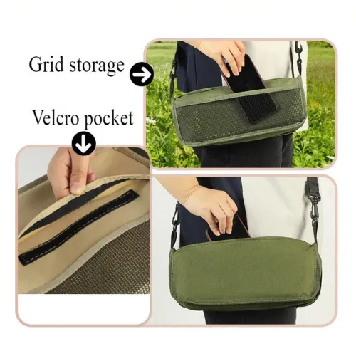 Portable folding camping stool with shoulder strap (for picnics and outdoor use)