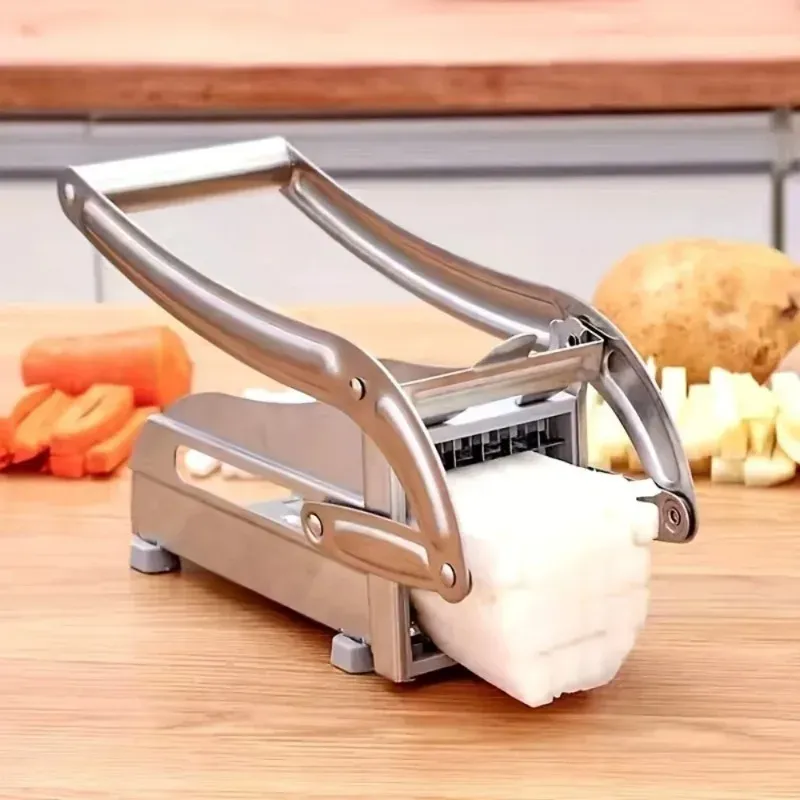 Household Stainless Steel Potato and Cucumber Slicer, Manual Press Type Multifunctional Fruit and Vegetable Cutter