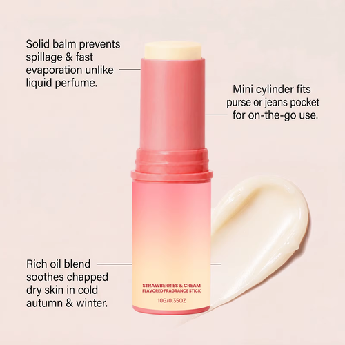 3pcs Strawberry Solid Perfume Stick Lasting Fragrance Gentle Skin Friendly Portable Pocket Solid Balm For Daily Out Dating Women Men