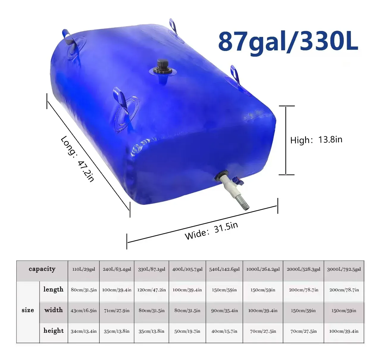 Outdoor Water Storage Containers Foldable Portable Tank Large Capacity Water Bag Drought Resistance Water Storage Containers