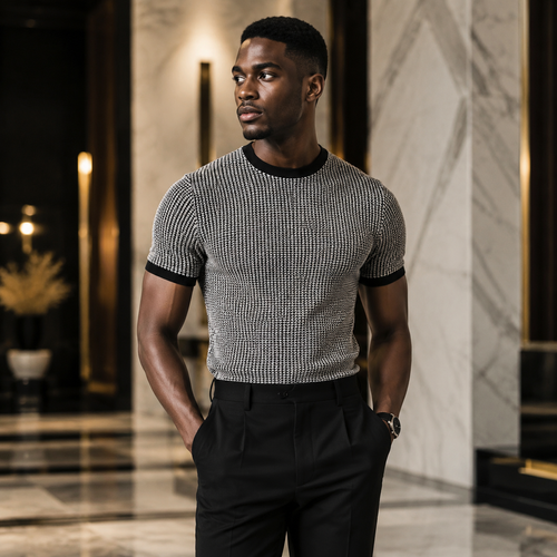 Silver mesh crew-neck T-shirt