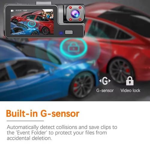 Dual camera driving recorder with infrared night vision ring recording and 2-inch IPS screen