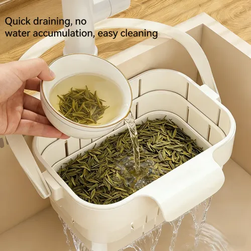 2pcs Hanging Foldable Expandable Sink Colander Kitchen Food & Fruit Residue Filter Basket Space-Saving Sink Strainer for Home Kitchen