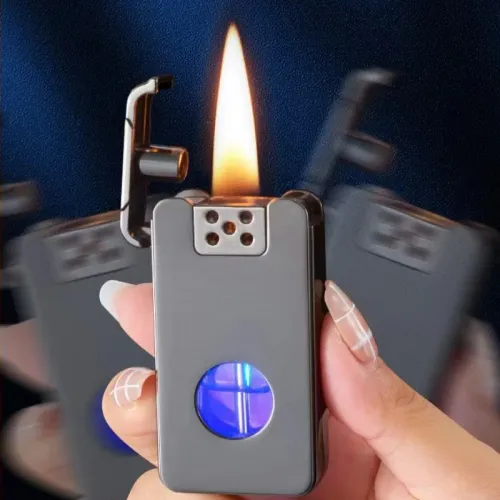 Creative Intelligent Voice-controlled Ignition LED Windproof Kerosen Lighter Blue Light Transparent Fuel Tank Large Capacity