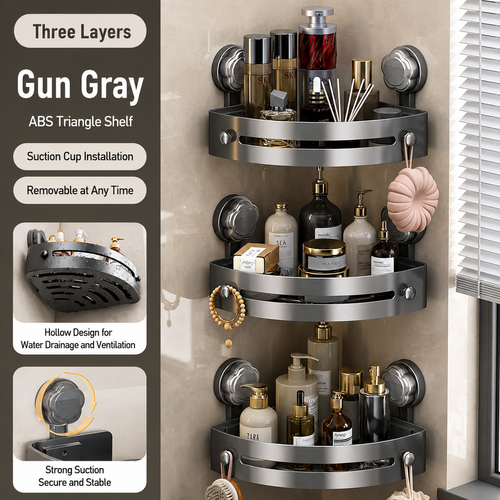 Drill-free Suction Cup Bathroom Shelf (Corner Model)