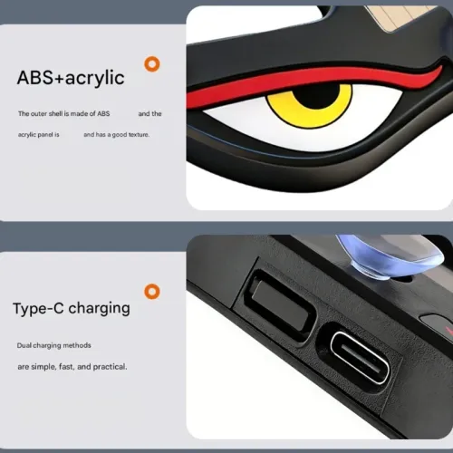 Car Solar Neon Warning Light Demon Eye LED Breathing Atmosphere Lamp with Suction Cup Light Sensor Type C