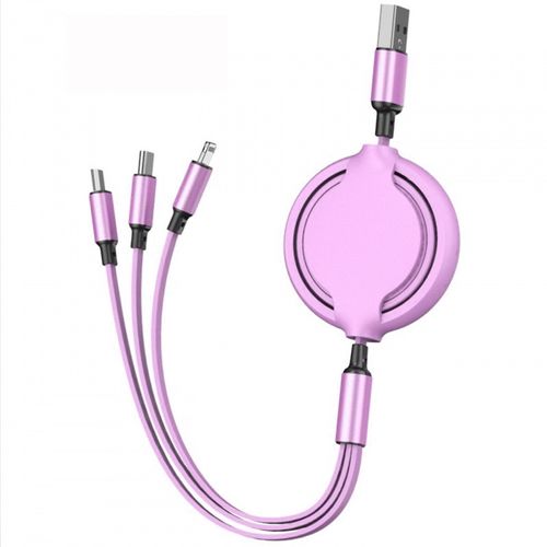 3-in-1 Retractable USB Data Cable — Multi-Interface Fast Charging Cable for Transsion, iPhone, Samsung, Huawei, and Xiaomi
