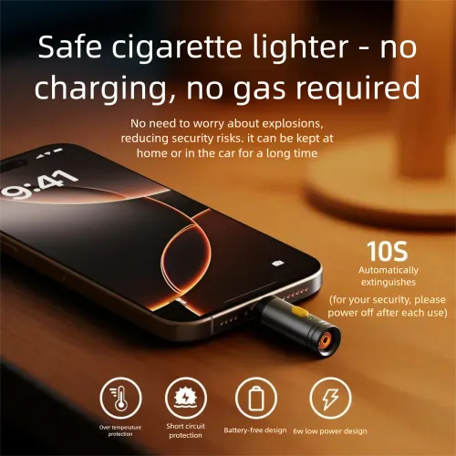 Type-C Mini Windproof Energy saving Outdoor Wireless Silent Backup Phone Cigarette Lighter Portable Lighter