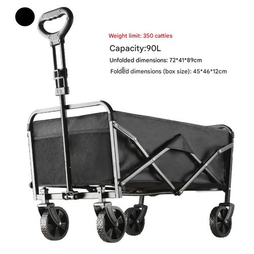 Collapsible Foldable Wagon Cart, Large Capacity Garden Beach Cart with All-Terrain Wheels, Heavy Duty Utility Grocery Wagon with Drink Holders for Shopping Sports Camping