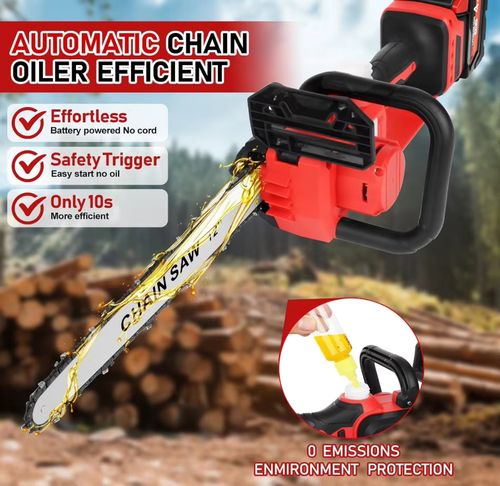 12-Inch Electric Chainsaw with Security Lock for Wood Cutting, Tree Trimming, and Branch Pruning