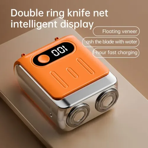 Double headed mini electric shaver with USB rechargeable, waterproof, portable travel, dry and wet dual-use shaver