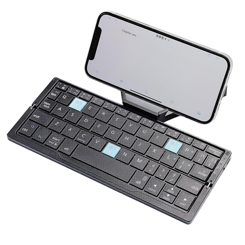 Mini folding 60-key scissor-switch keyboard, portable, rechargeable, silent aluminum alloy casing.