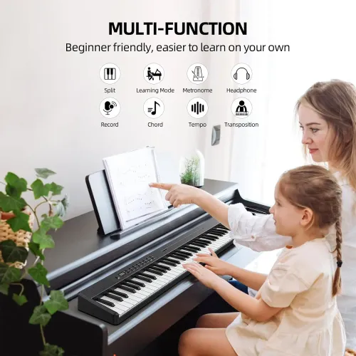 Foldable piano touch sensitive 200 tone BT MIDI USB rechargeable travel home practice creation