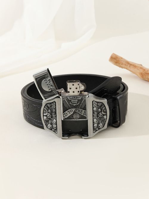 2-in-1 Lighter with Skull Belt 130cm