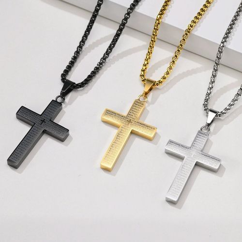 Necklace with a cross and the Lord's Prayer.