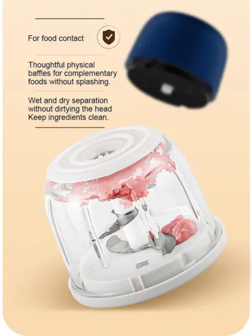 small electric meat grinder,Electric garlic grinder,  minced meat, chili, ginger garlic, black pepper, glass bowl are healthier