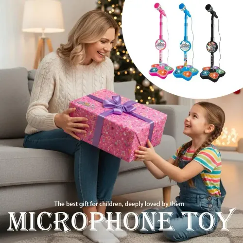 Kids Karaoke Microphone with Stand Educational Toy Brain-Training Music Gift for Boys Girls