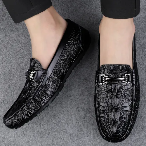 Elegantes Slip-on Mens Leather Shoes Comfy Casual Male Shoes Soft Non-slip Men Loafers Breathable Driving Moccasin Boat Flats