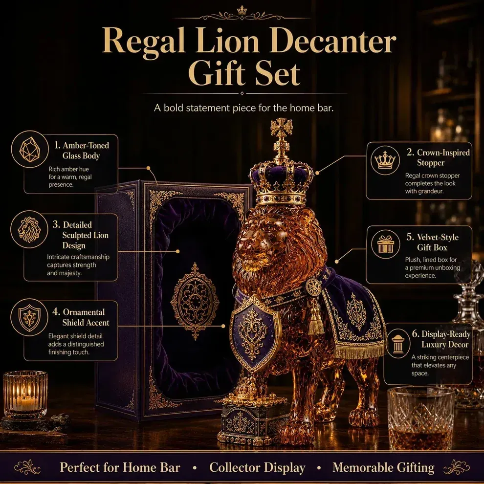 Royal Lion Glass WhiskeyDecanter Set