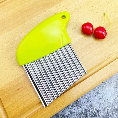 2-Piece Stainless Steel Wavy Knife Potato Cutter Chips French Fry Maker French Fries Chopper Potato Knife Chopper Crinkle Wavy Slicer