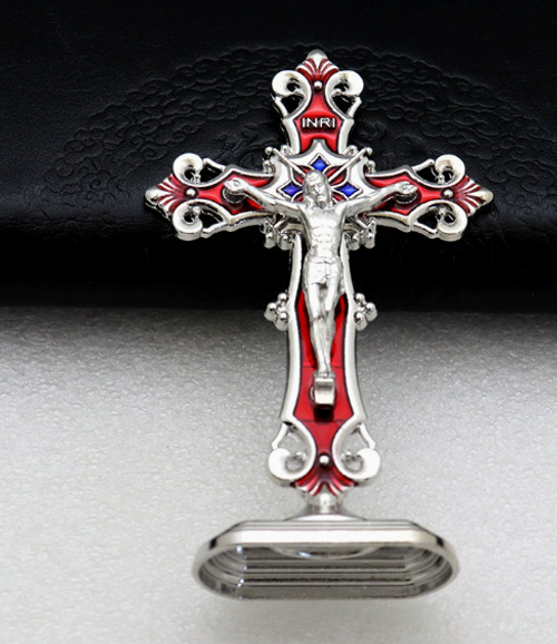 Hand-Painted Metal Crucifix