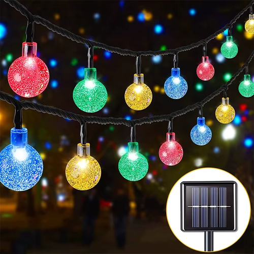 5m 20-LED Solar Crystal Bubble Ball String Lights (2.3cm bulb diameter) — Outdoor lighting for gardens, weddings, parties, and street decoration