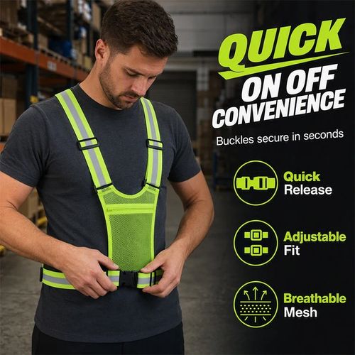 High Visibility Reflective Vest Adjustable Safety Running Gear with Pocket