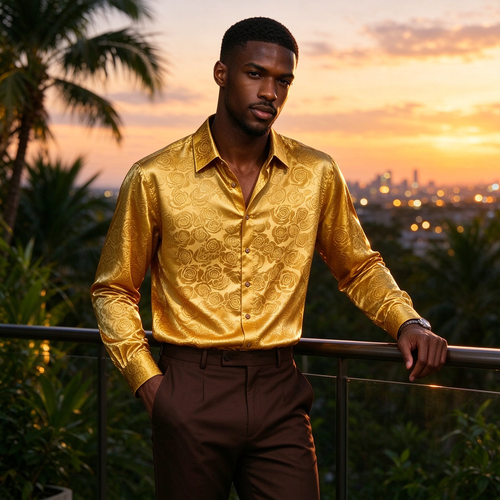 Men's Long-Sleeve Printed Shirt with a Sophisticated Look