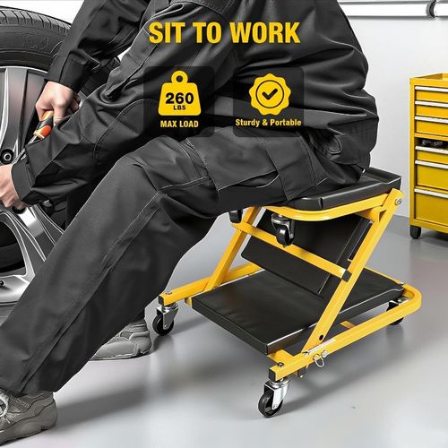 2-in-1 foldable repair bench with adjustable Z-shaped design for auto repair work