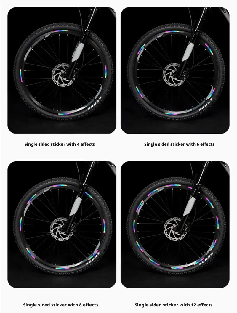 100pcs Bicycle Reflective Sticker for Bike Wheels Rainbow Red White Sticker for Car Motocycle Night Safety Warning Sticker