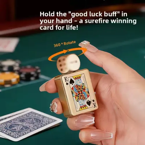 Mini Rotating Dice Lighter Windproof Green Flame Rechargeable Metal Playing Card Lighters