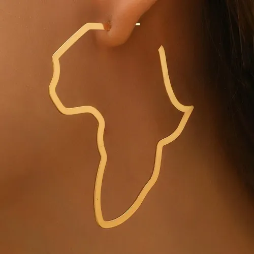 Stainless Steel African Map Exaggerated Large Earrings Fashion Personality Simple Commuting Geometric Jewelry Earrings