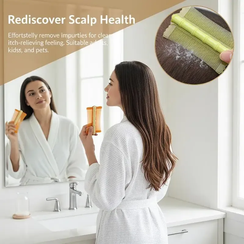 5PCS Plastic Bamboo Node Comb Durable Double Sided Dense Teeth Effective Head Lice Remover for Daily Hair Grooming
