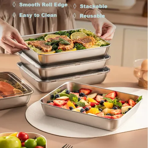 3pcs Stainless Steel Food Containers Lunch Box Leakproof Stackable Clear Lids Camping Picnic Bento Meal Prep Kitchen Storage Set