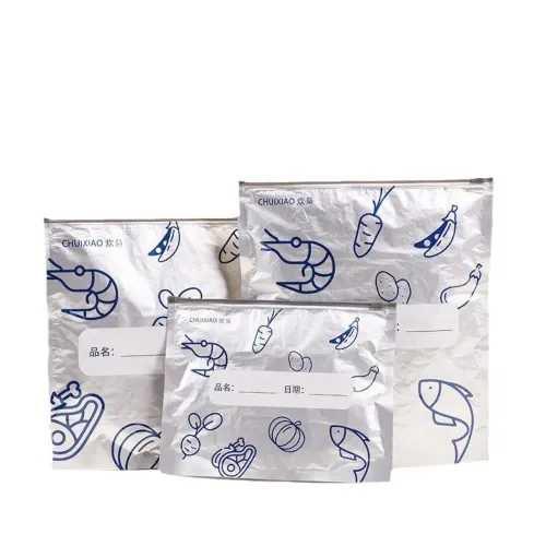 10Pcs Bag Kitchen Aluminum Foil Fresh Bag Freezer Stand Up Zip Lock Bag Large Capacity Reusable Food Organizer Bags