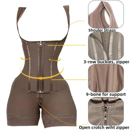 High-elasticity shapewear bodysuit for women, tummy control, waist shaping, and buttock lifting.
