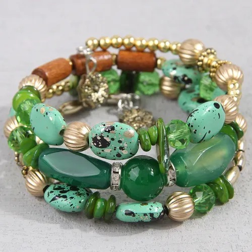 Bohemia Resin Beads Mixed Color Multilayer Bracelet Sets For Women Accessories Ocean Holiday Accessories