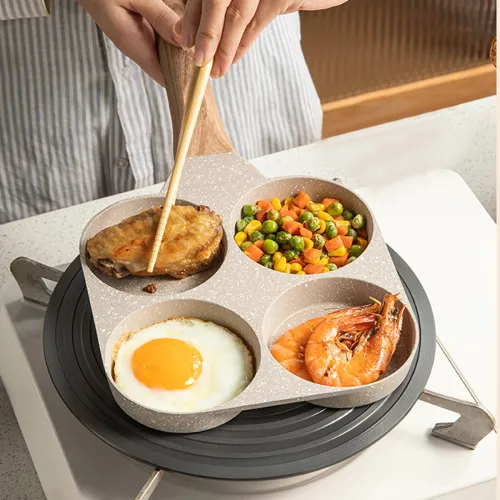 4 Hole Omelet Pan Frying Pot Thickened Nonstick Egg Pancake Steak Cooking Pan
