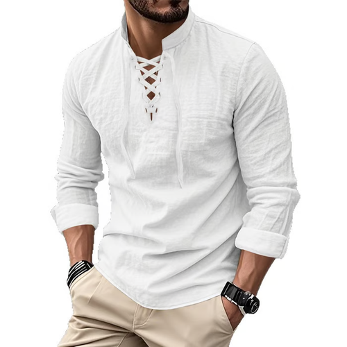 💥2026 HOT SALE💥Men's Linen Casual Long Sleeve Polo Shirt（Please check the size before placing your order.）