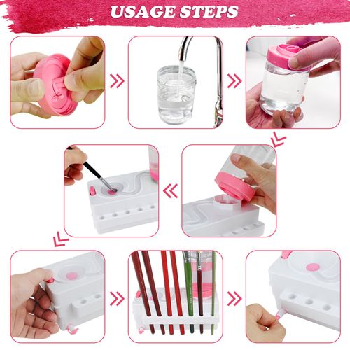 Paintbrush and Gouache Washer With Silicone Painting Mat
