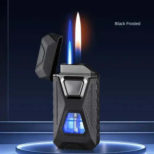 Metal Windproof Cigar Lighter Jet Torch Gas Two Types Flames Unusual Lighters