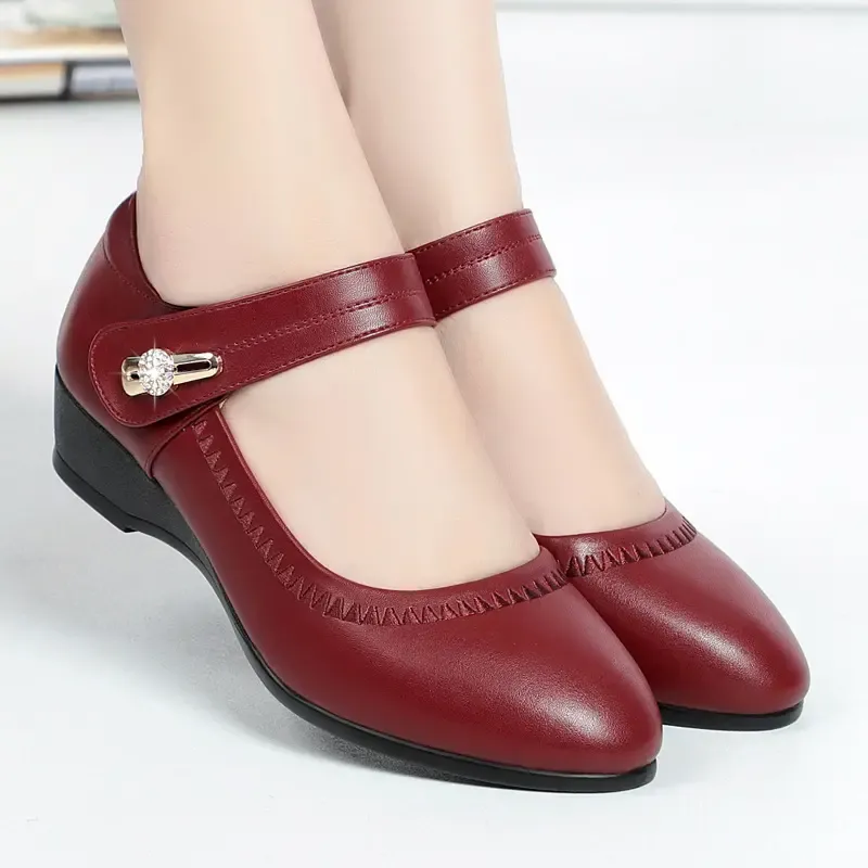Women Fashion High Quality Wedge Heel Shoes for Spring Summer Lady Casual Street Comfort Black High Heel Shoes for Student A06