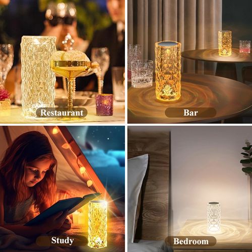 16 Colors Crystal Table Lamp Rose Light