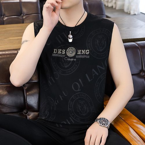 Premium Ice Silk Men's Sleeveless Vest Ultra Cool Quick Dry Breathable Fabric Elastic Slim Fit Sports Casual Top for Summer